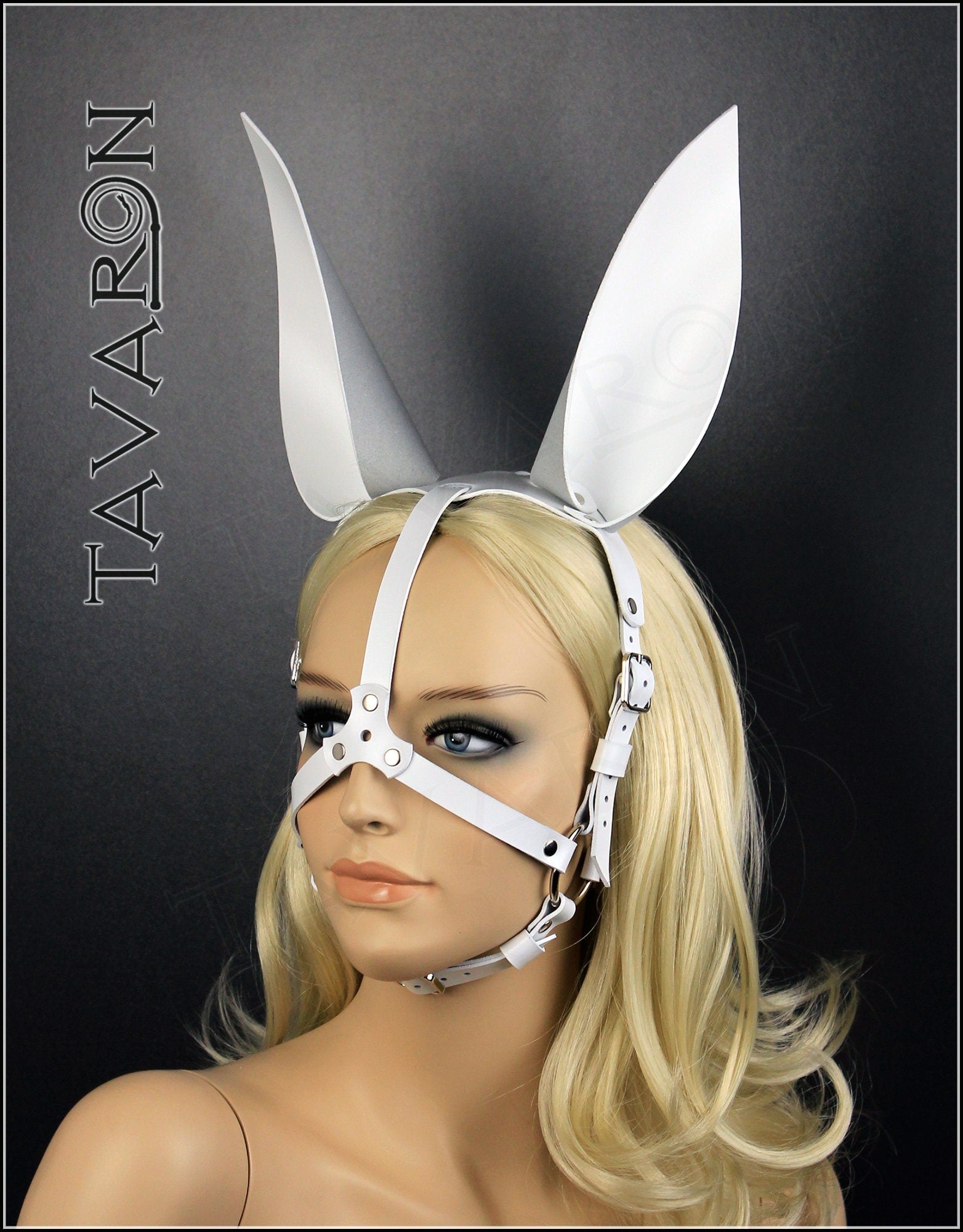 Leather harness bunny mask