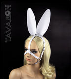 White leather harness bunny mask
