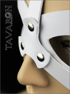 White leather harness bunny mask