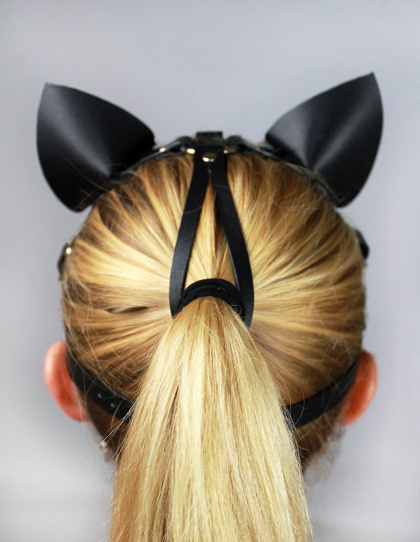 Leather harness cat mask