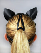 Leather harness cat mask