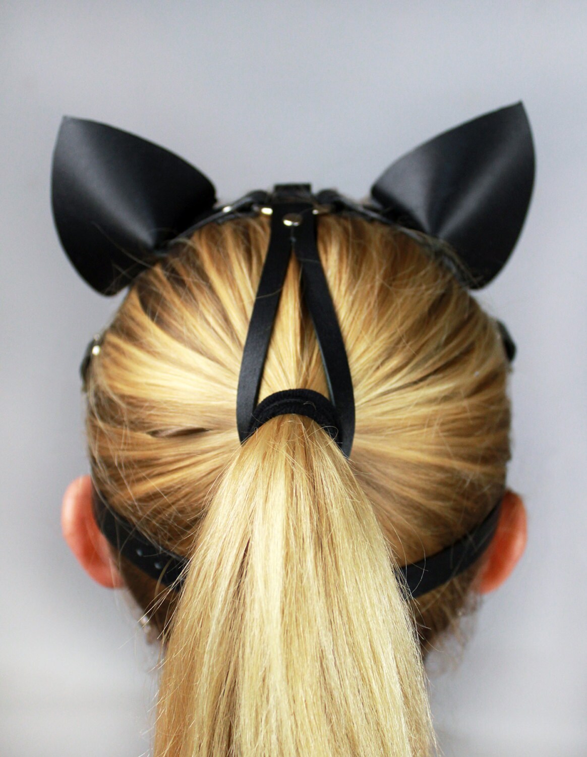 Leather harness cat mask