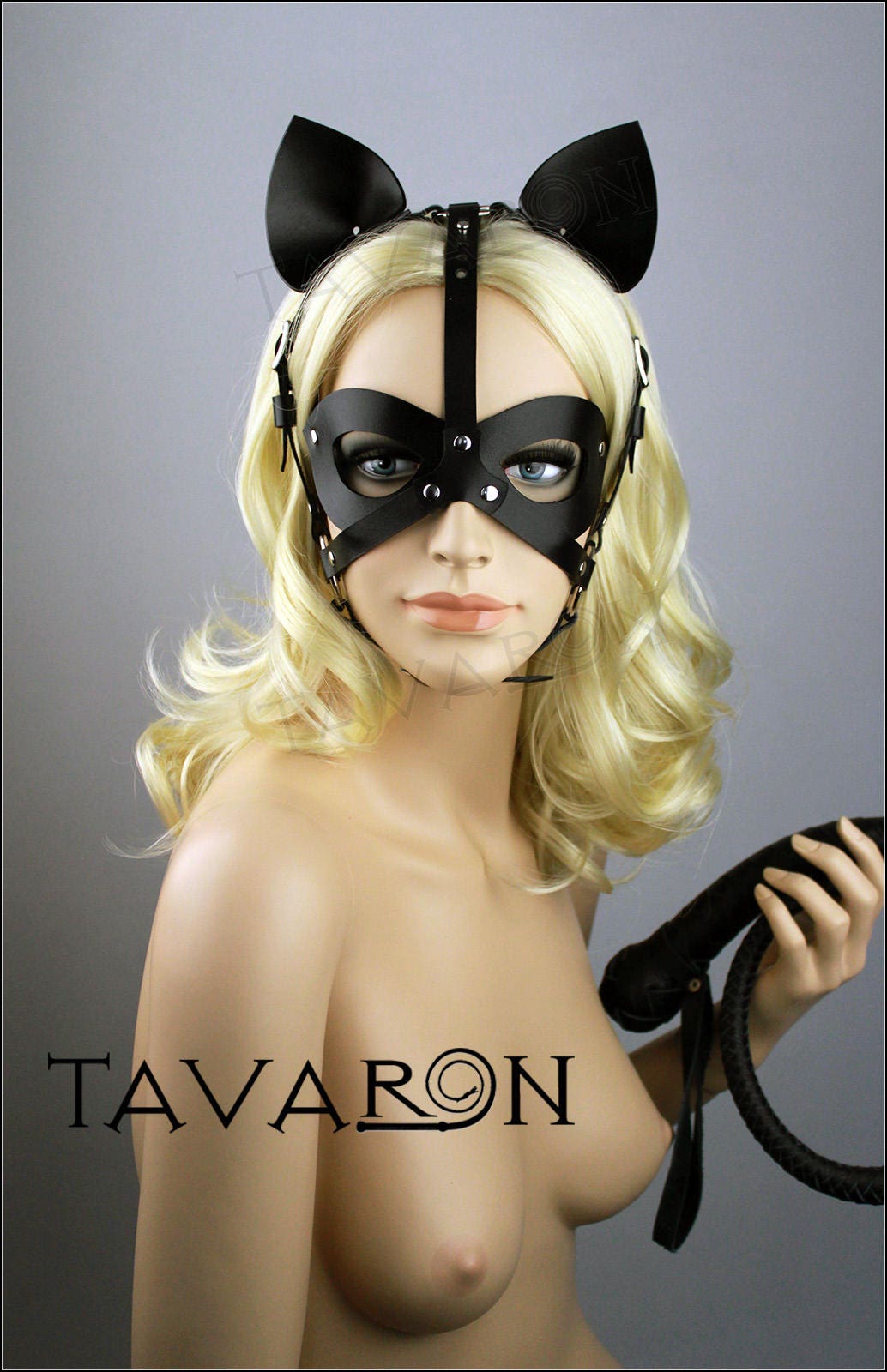Leather harness cat mask