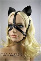 Leather harness cat mask