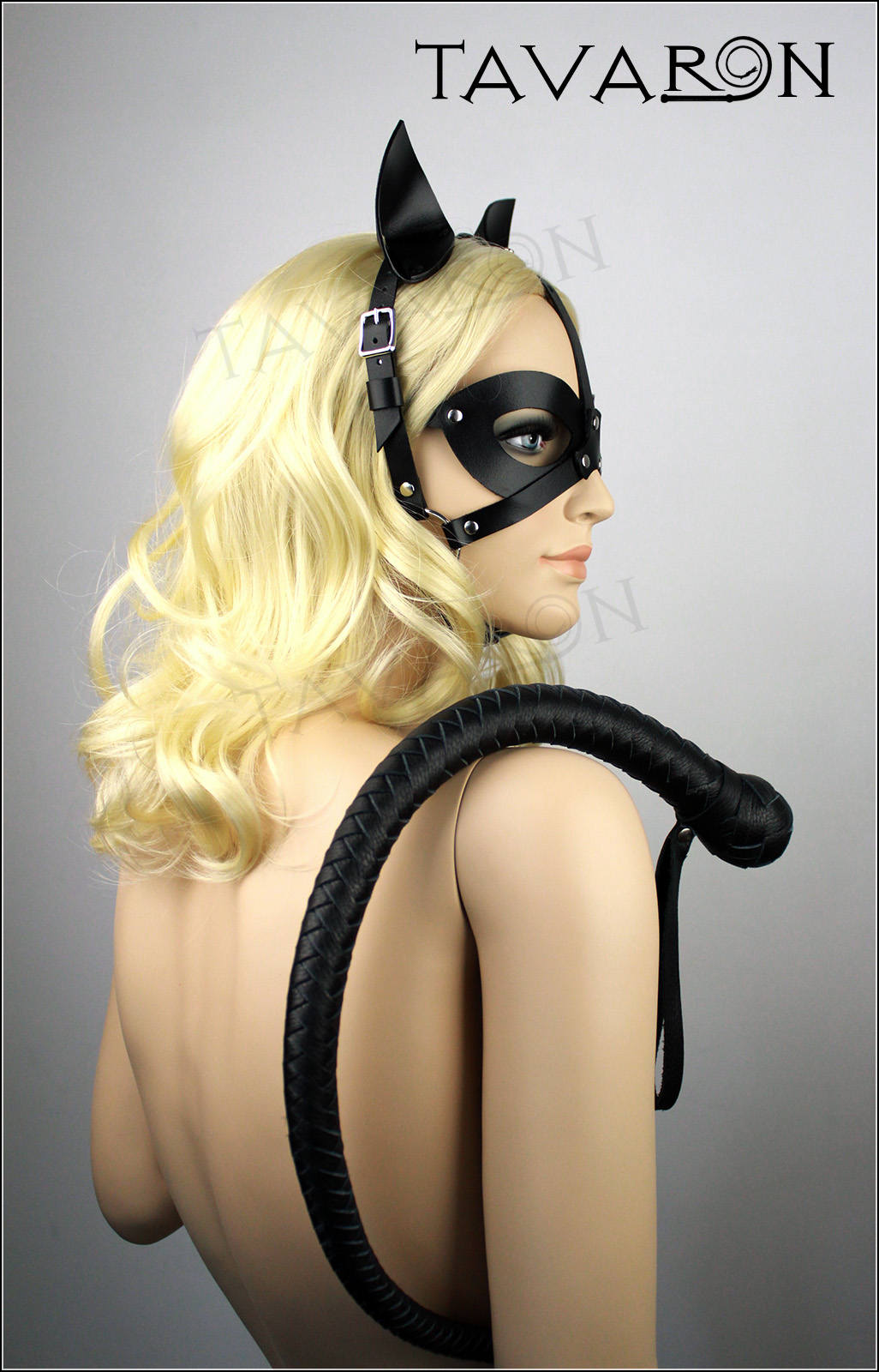 Leather harness cat mask