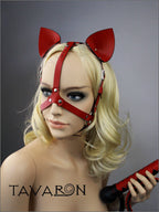 Leather harness cat mask