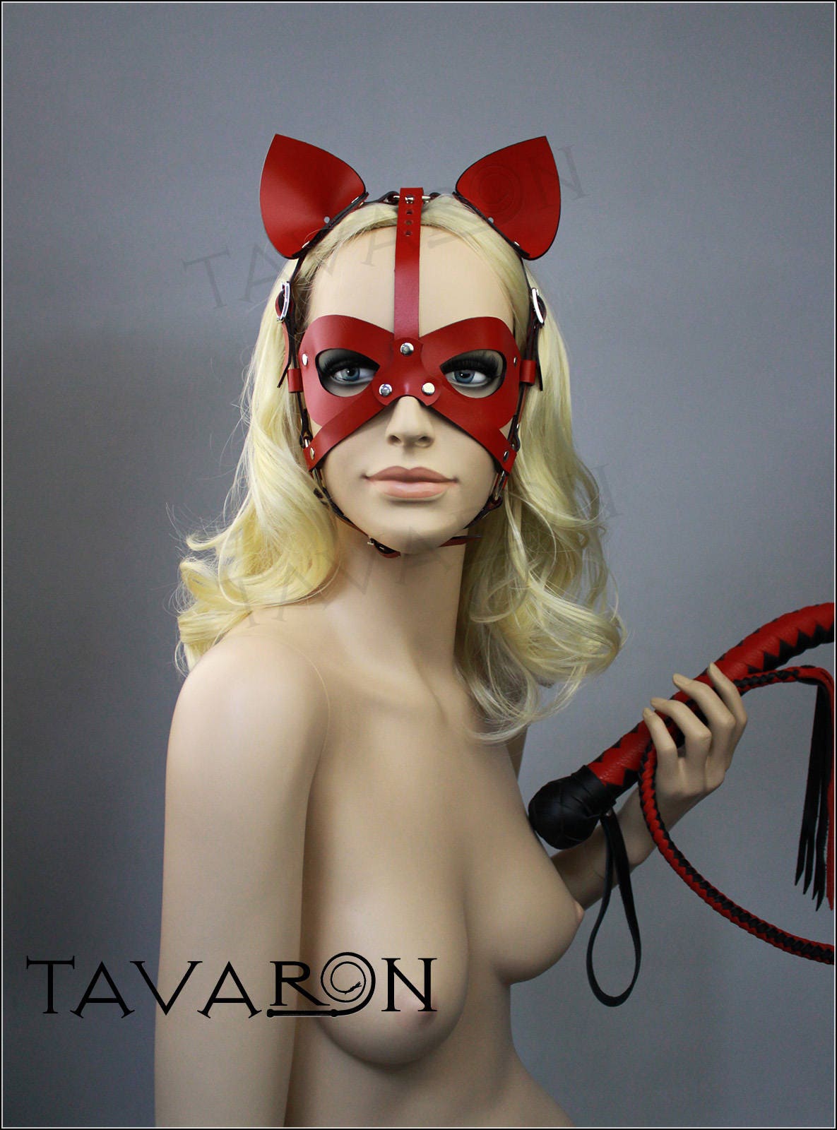Leather harness cat mask
