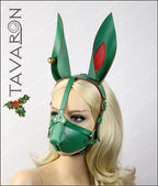 Leather harness Christmas rabbit mask