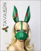 Leather harness Christmas rabbit mask