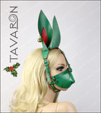 Leather harness Christmas rabbit mask