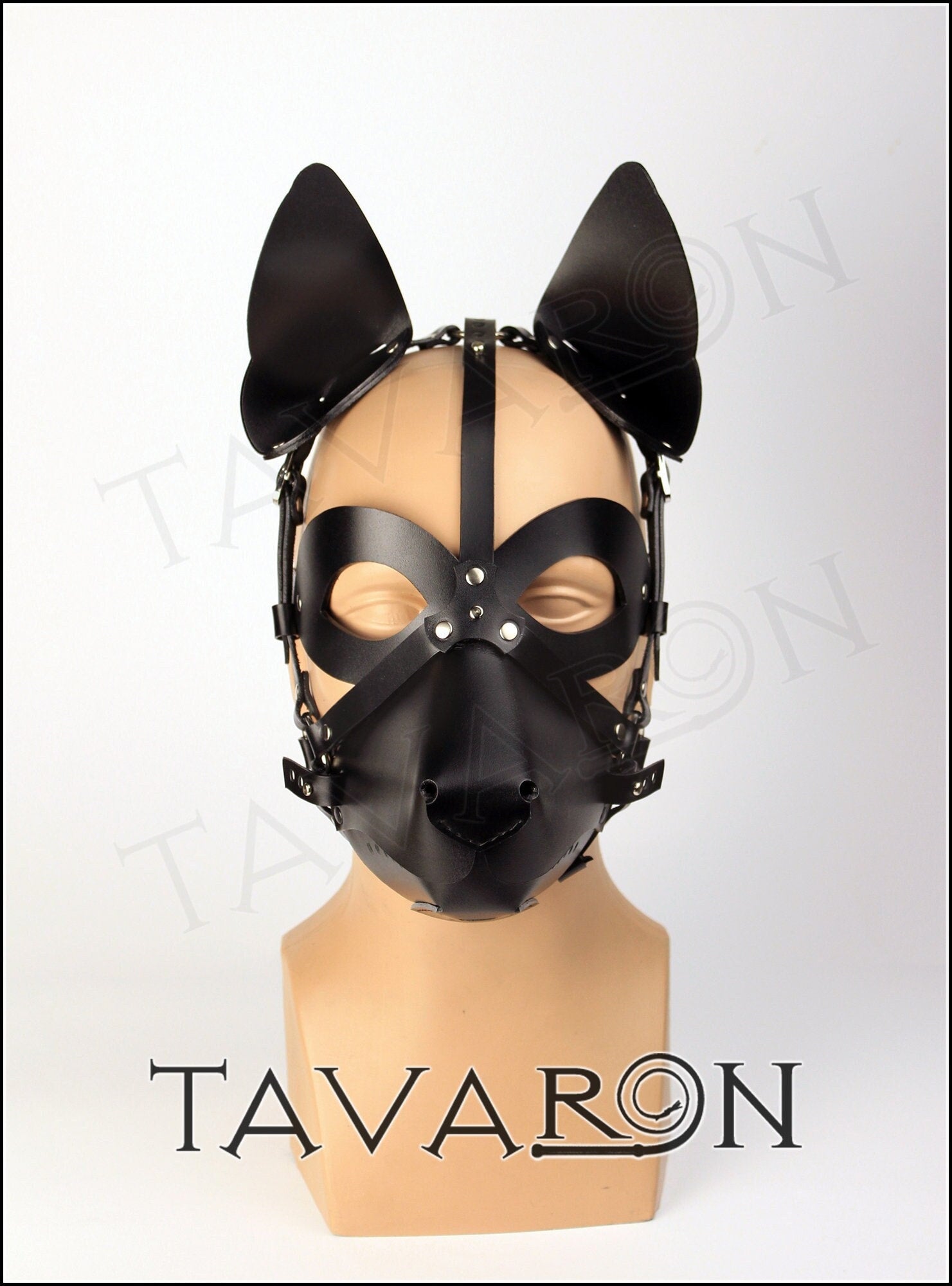 Leather dog mask with head harness