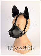 Leather dog mask with head harness
