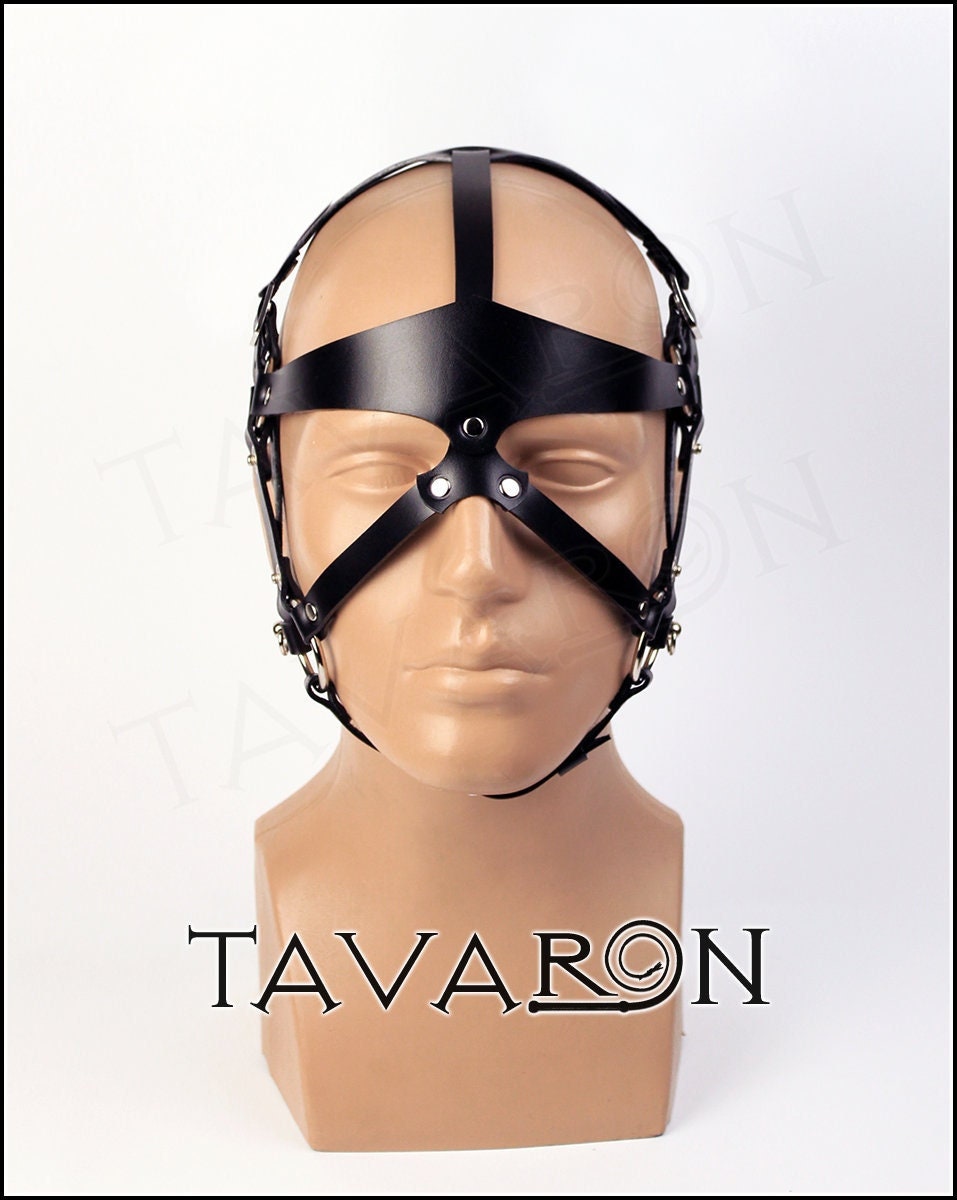 Leather head harness blindfold mask