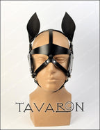 Leather horse mask with a bit