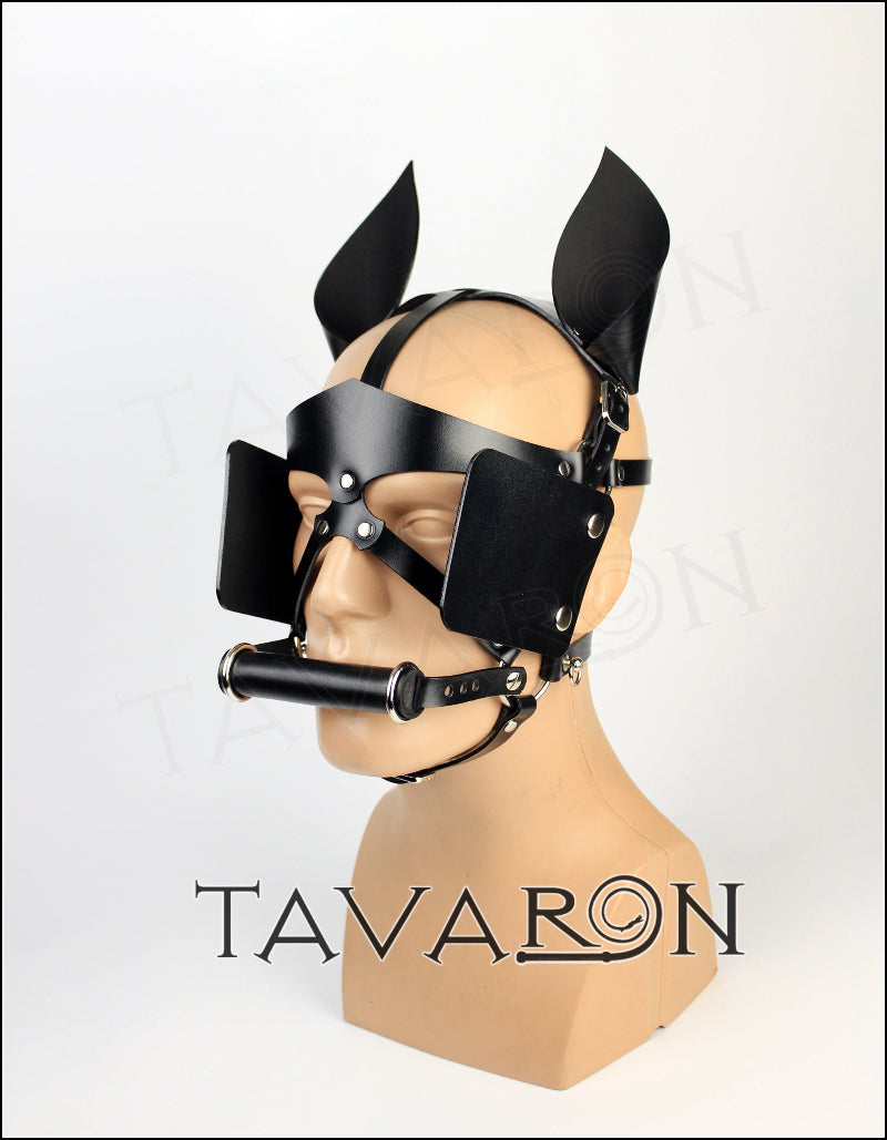 Leather horse mask with a bit