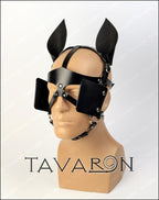 Leather horse mask with a bit