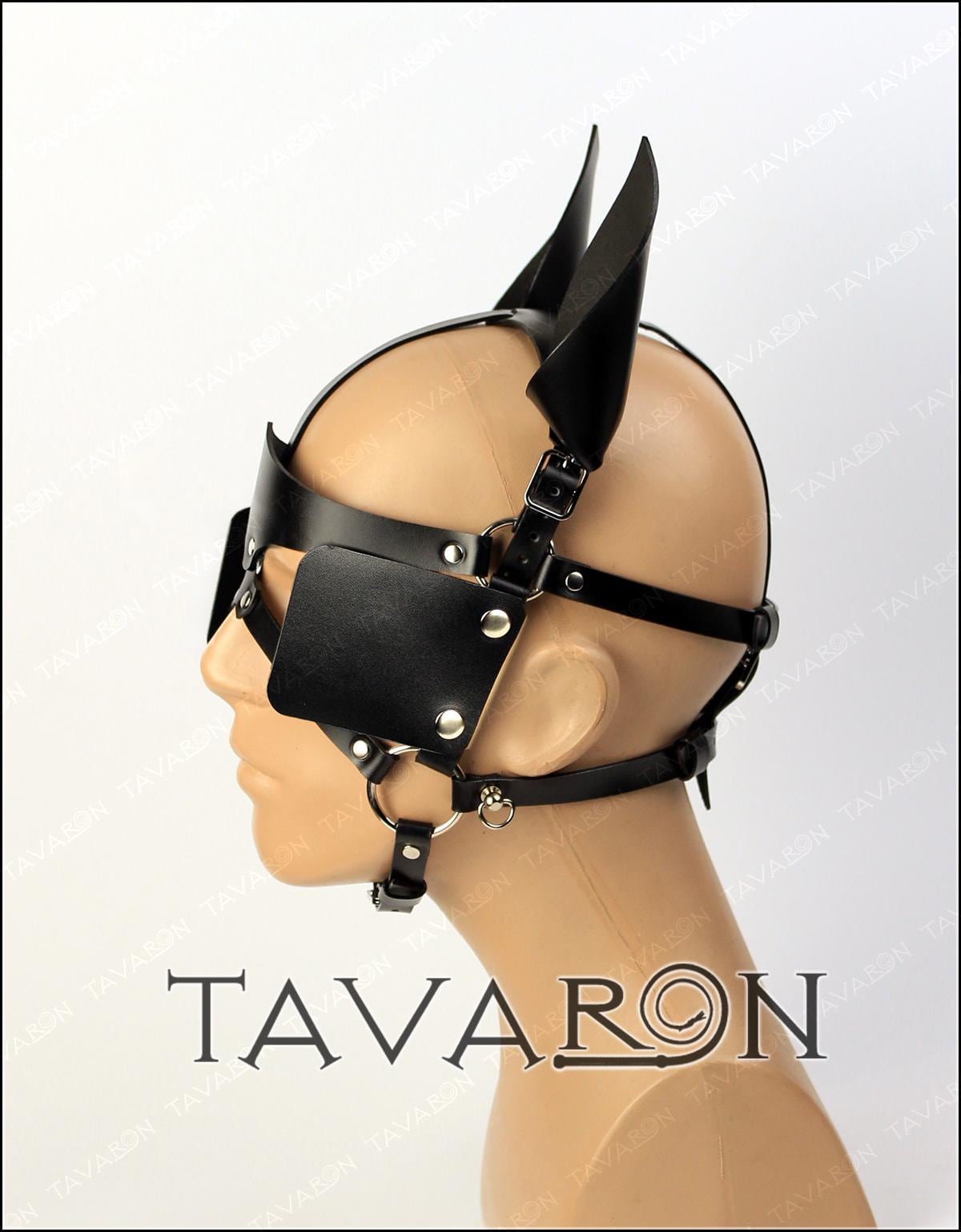 Leather horse mask with a bit