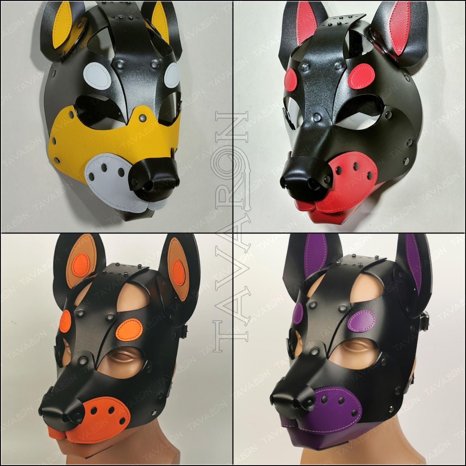 Leather husky mask with moving jaw
