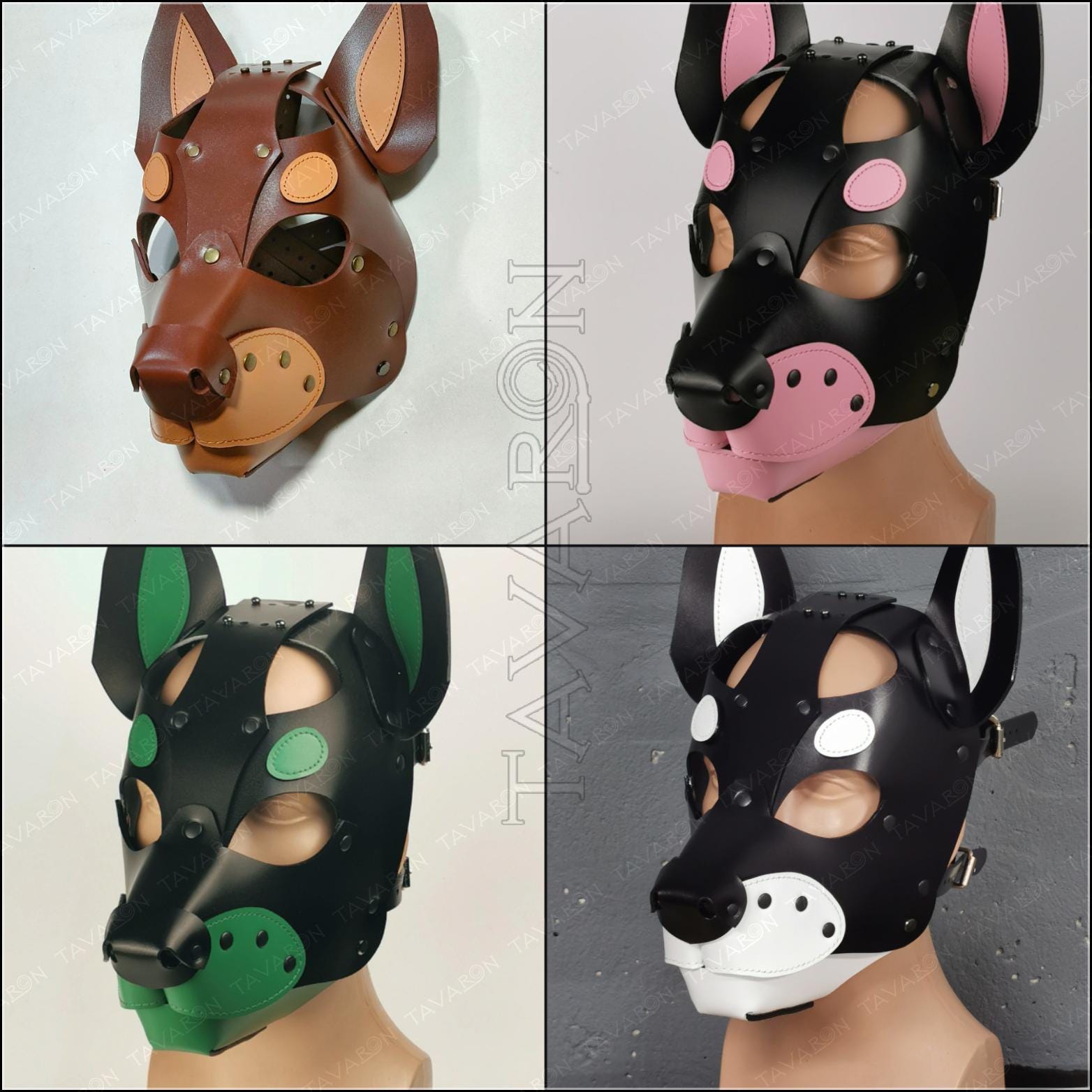 Leather husky mask with moving jaw