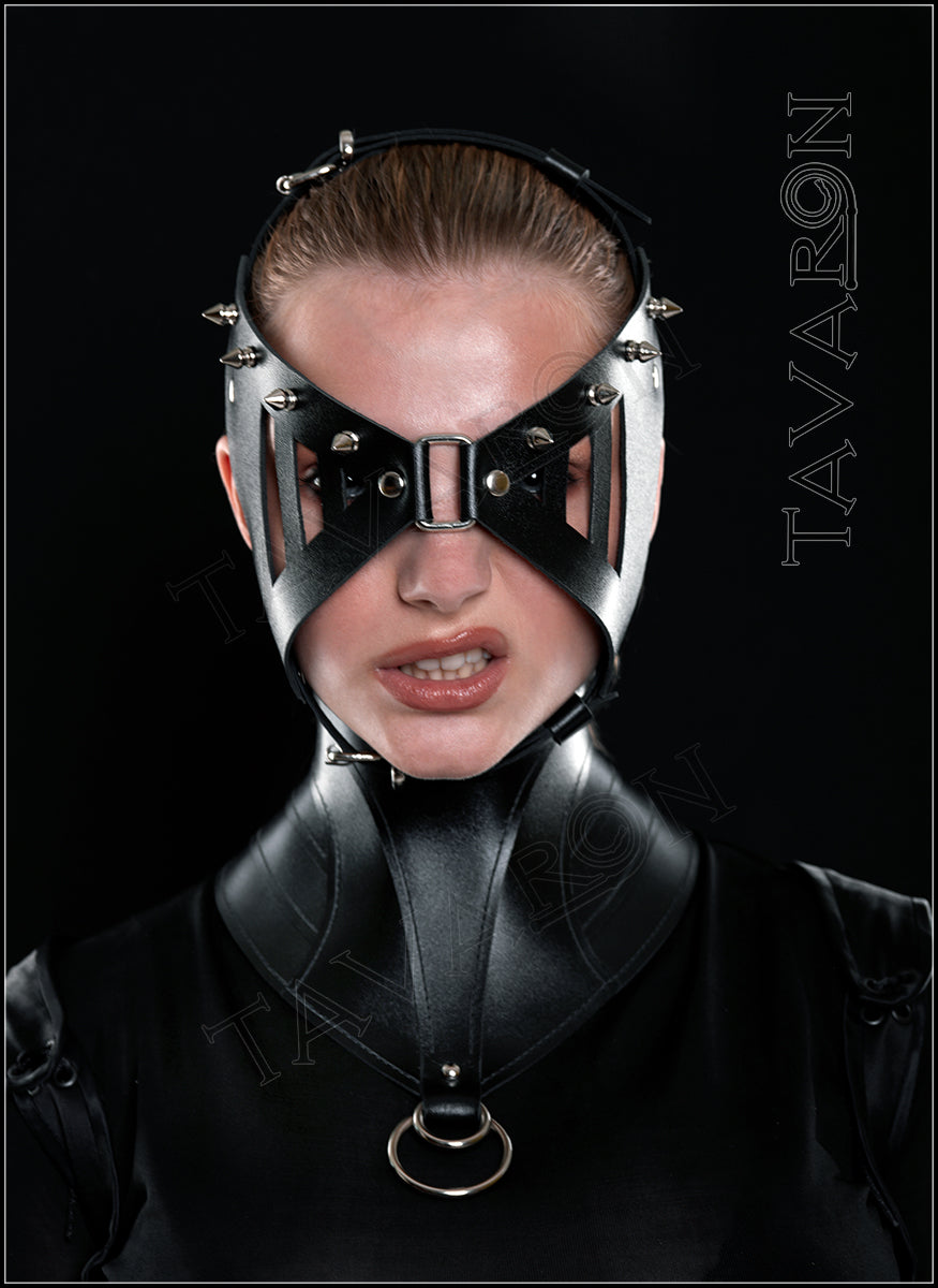 Leather mask with spikes