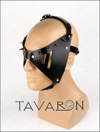 Leather mask with spikes