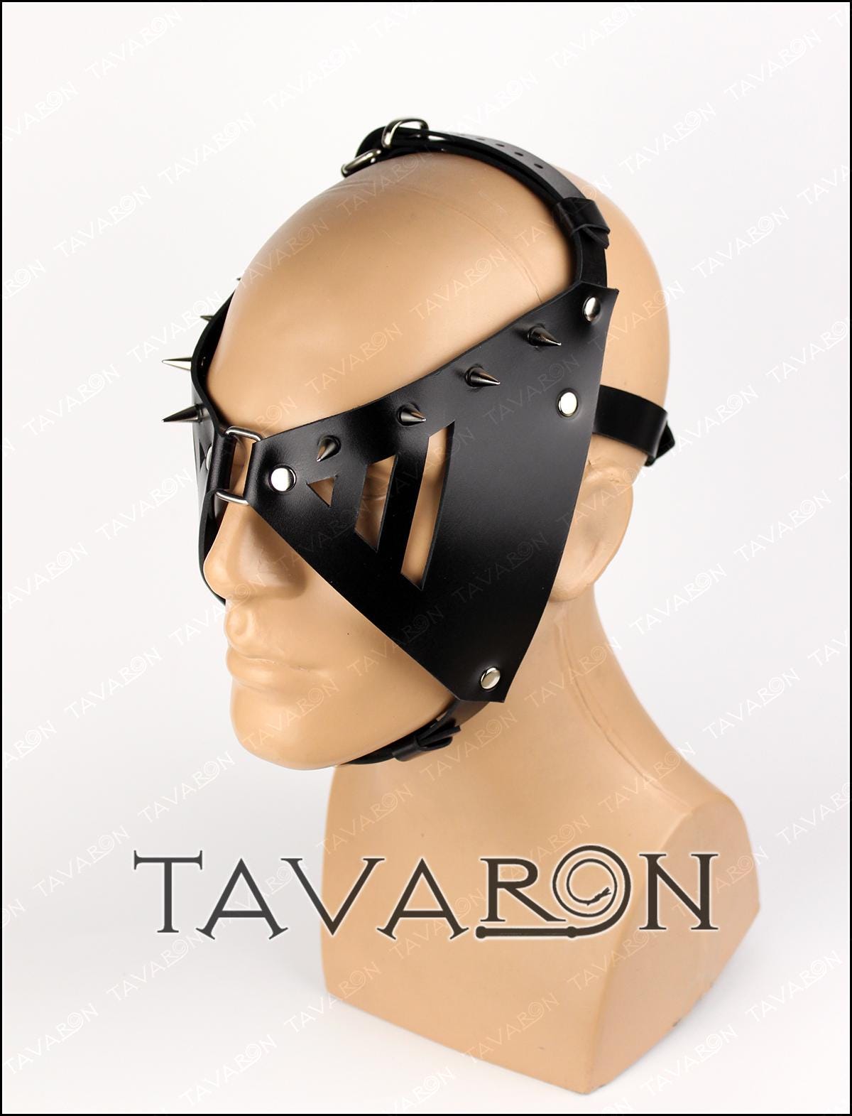 Leather mask with spikes