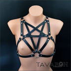 Leather pentagram harness