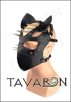 Leather punk rave mask with spikes