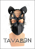 Leather punk rave mask with spikes
