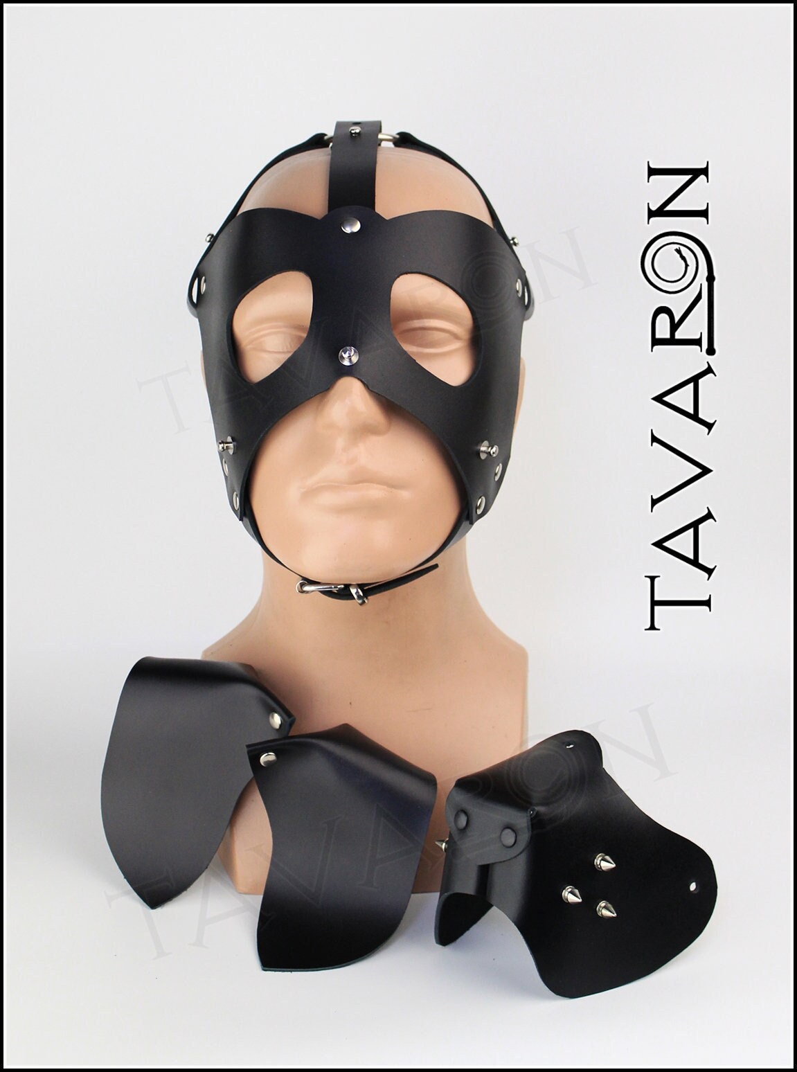 Leather pup hood with floppy ears