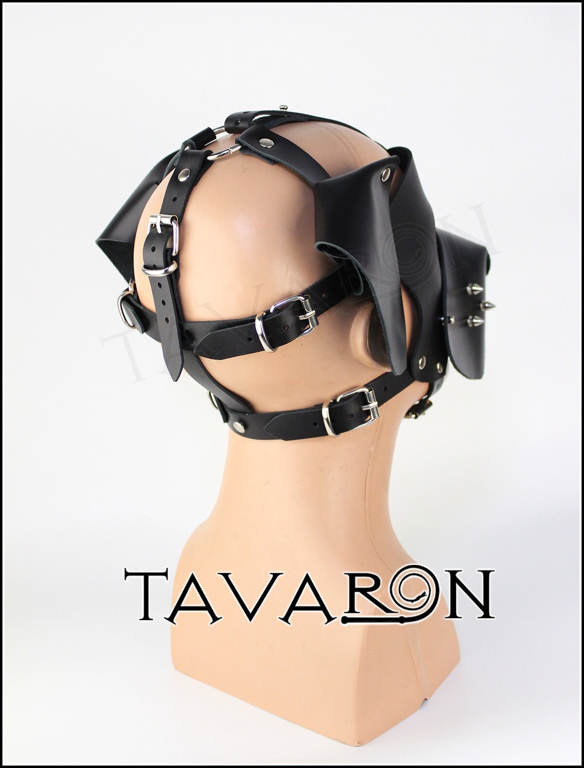 Leather pup hood with floppy ears