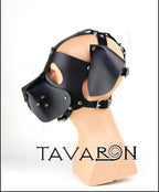 Leather pup hood with floppy ears