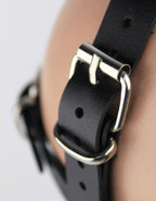 Leather pup hood with floppy ears