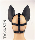 Leather pup hood with pointed ears