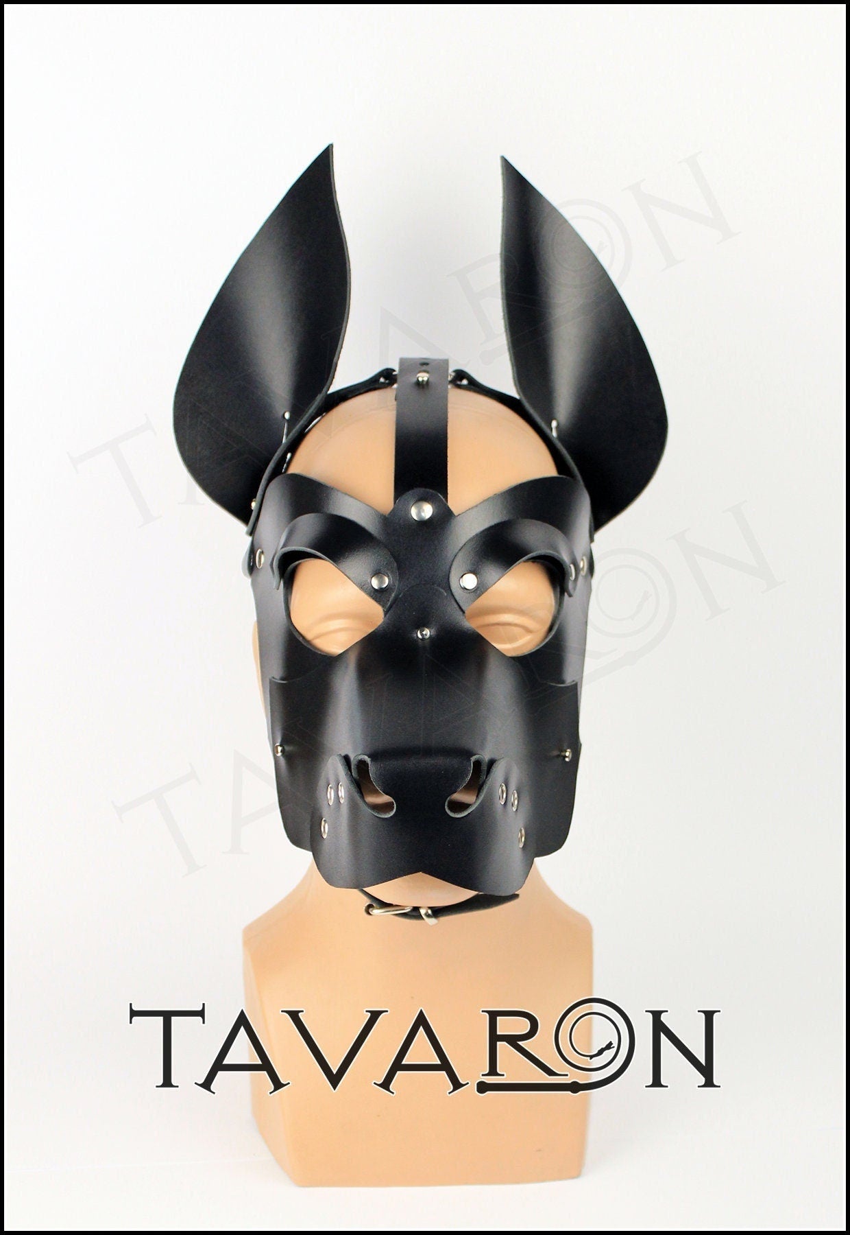 Leather pup hood with pointed ears