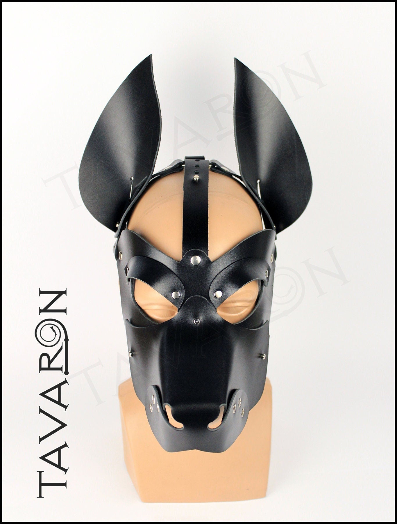Leather pup hood with pointed ears