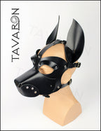 Leather pup hood with pointed ears