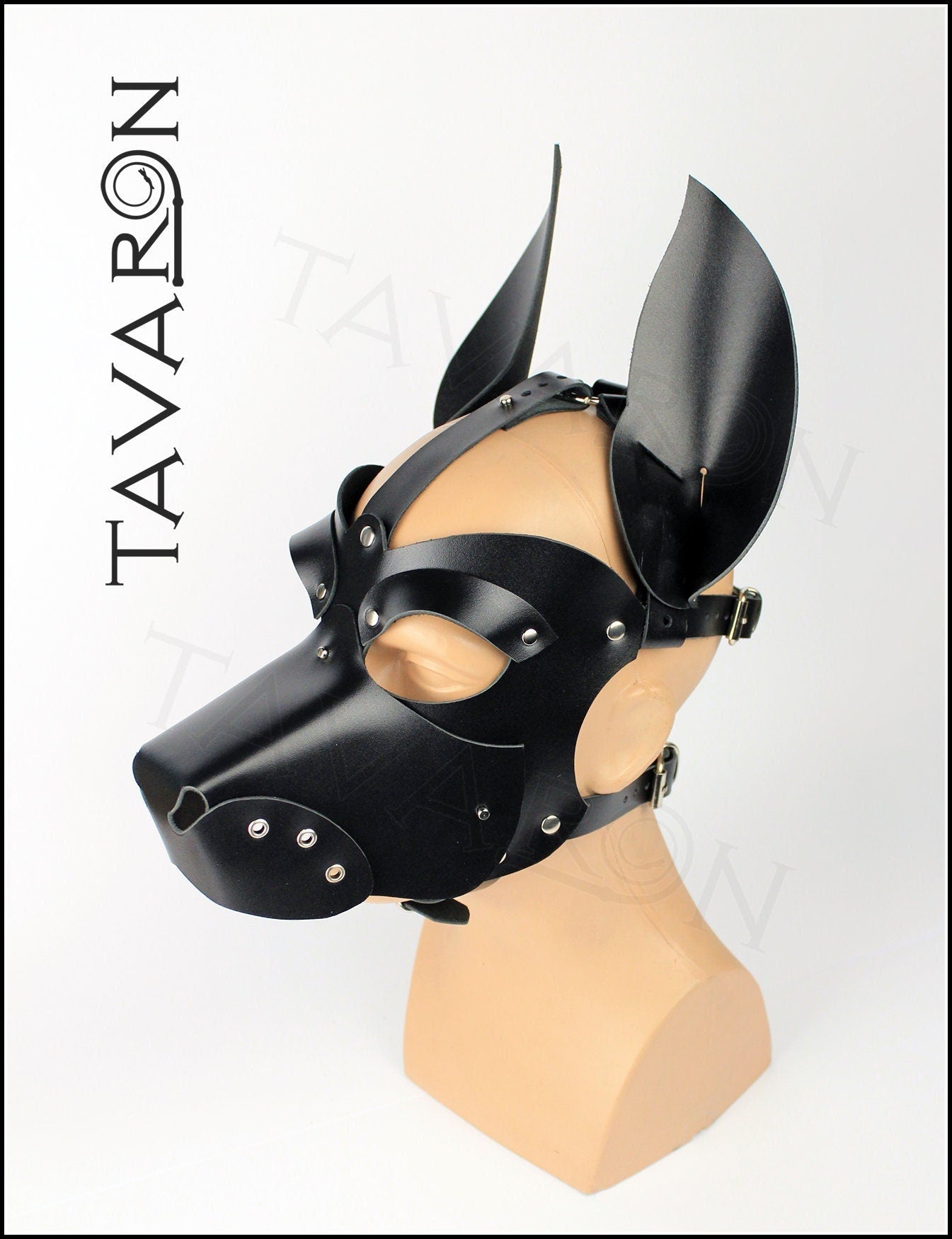 Leather pup hood with pointed ears
