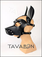 Leather pup hood with pointed ears