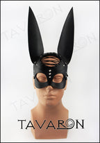 Leather rabbit mask with lace