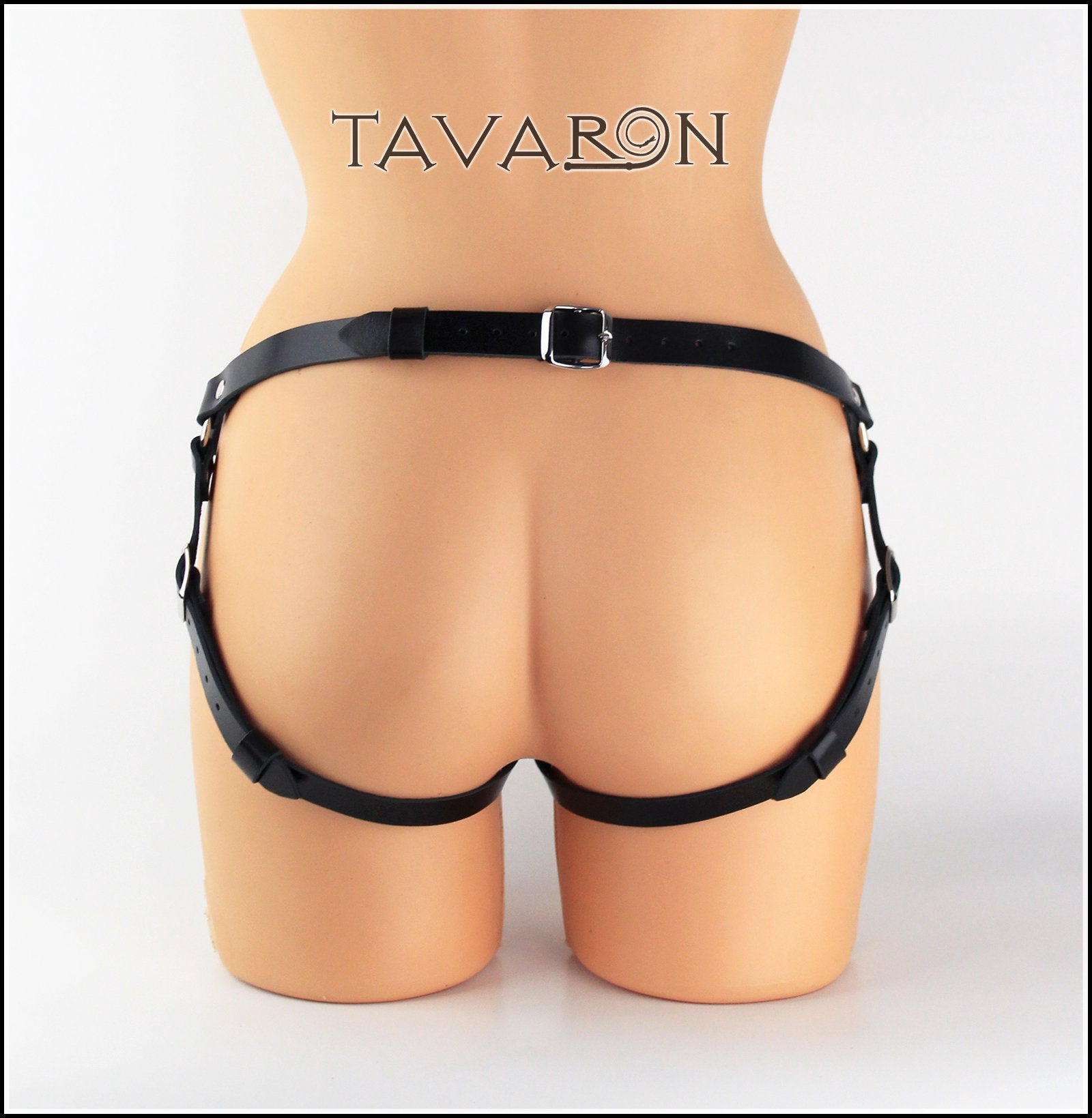 Sleek leather strapon harness