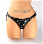 Sleek leather strapon harness
