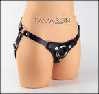 Sleek leather strapon harness