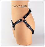 Sleek leather strapon harness