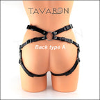 Leather strapon harness with spikes