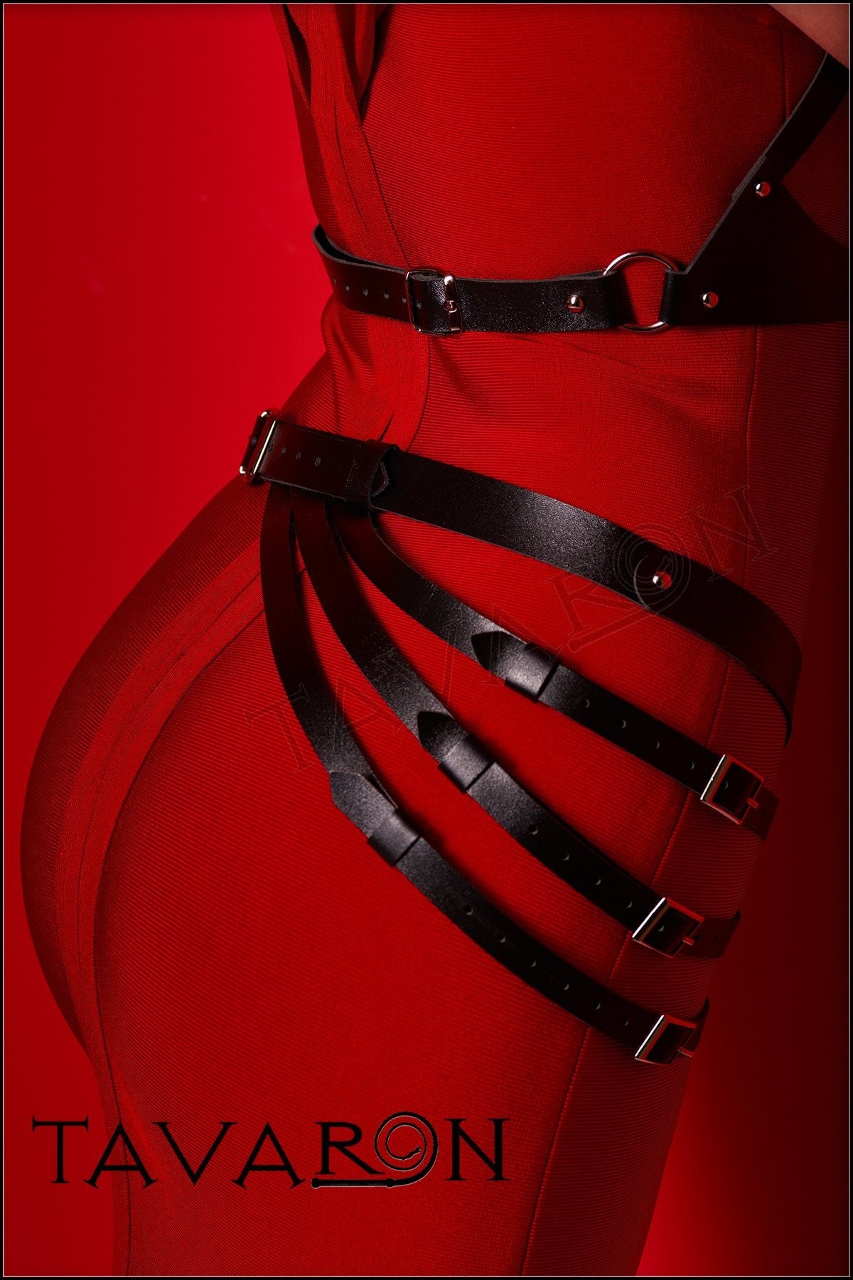 Leather wide belt for women