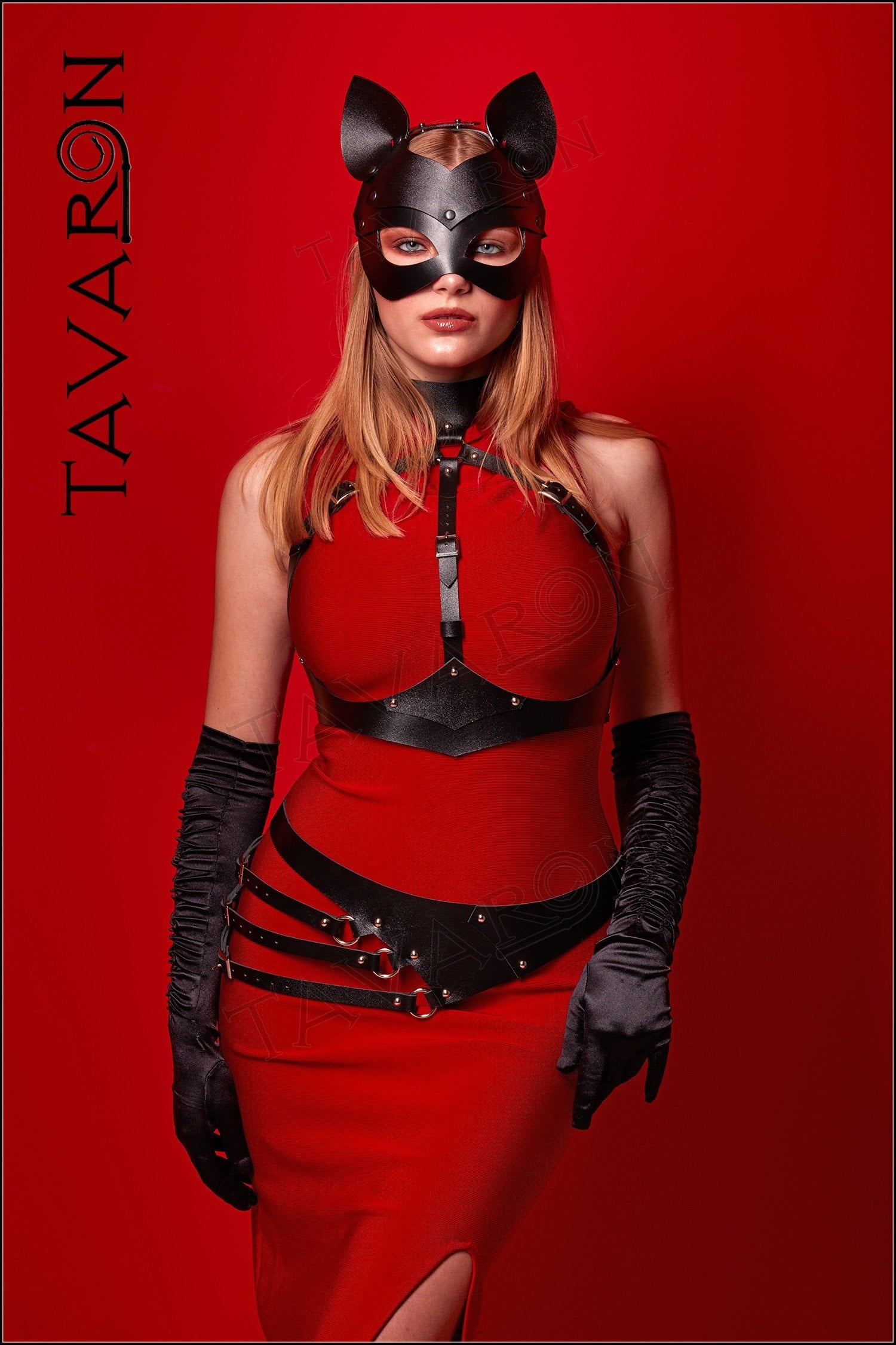 Leather wide belt for women