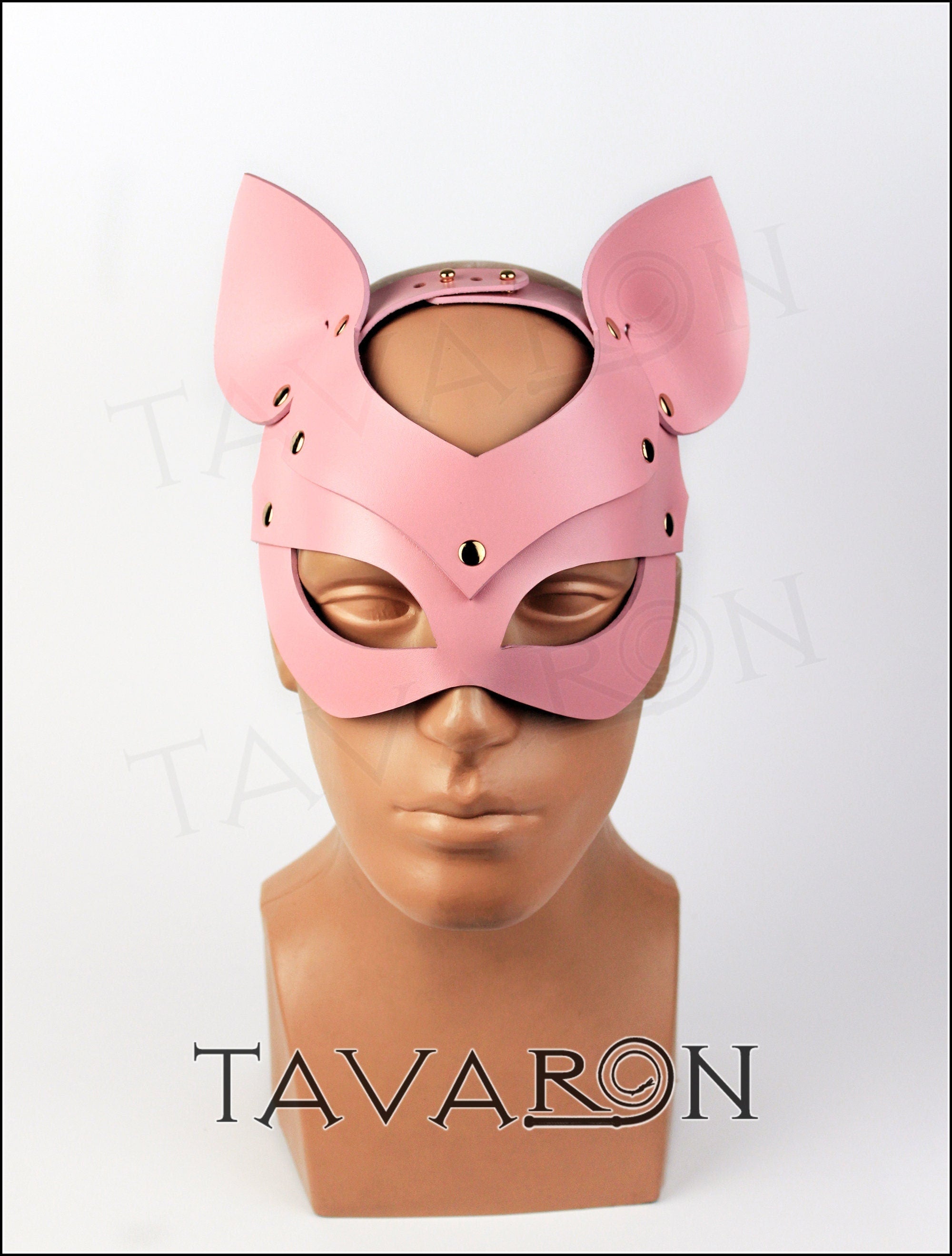 Pink leather cat mask