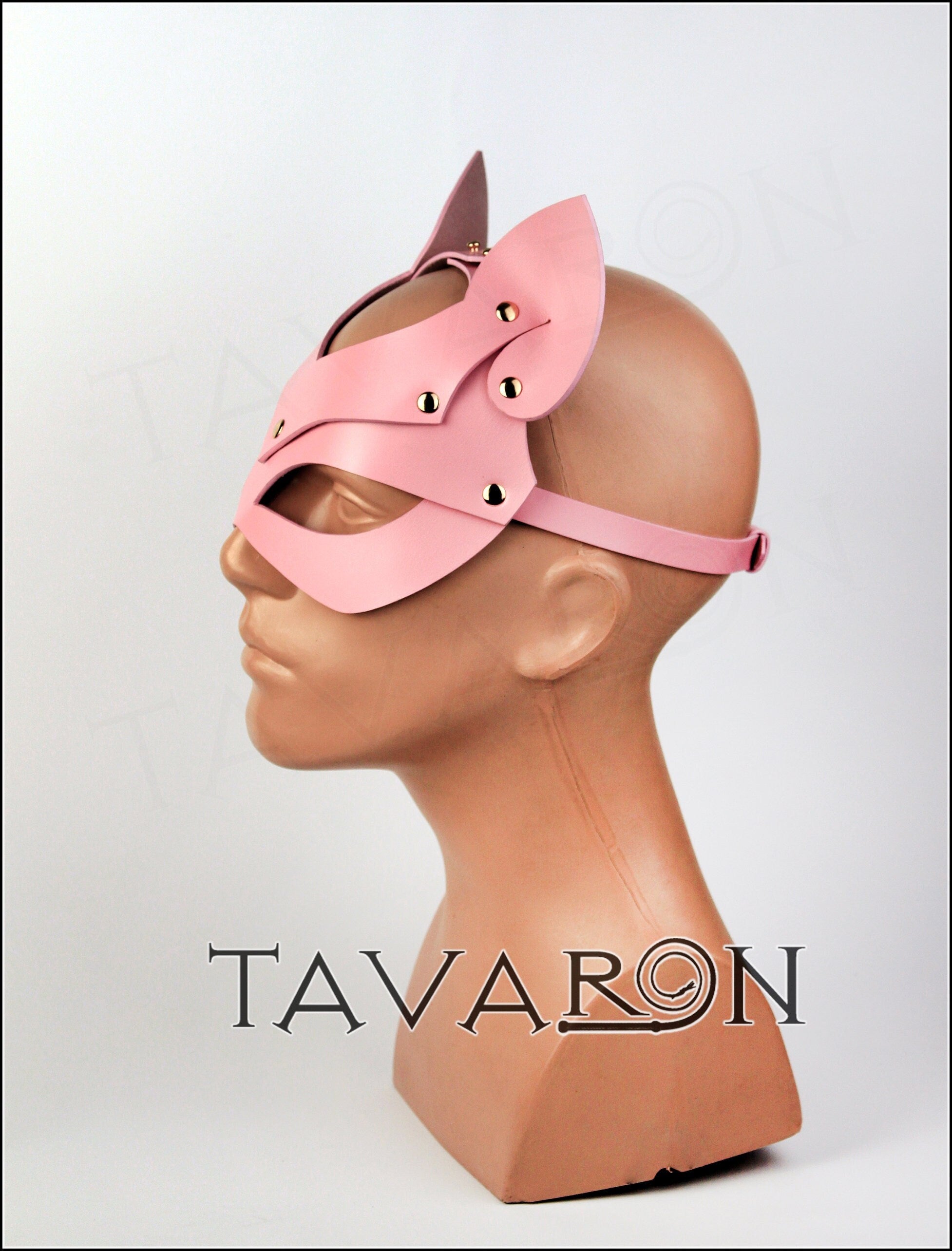 Pink leather cat mask