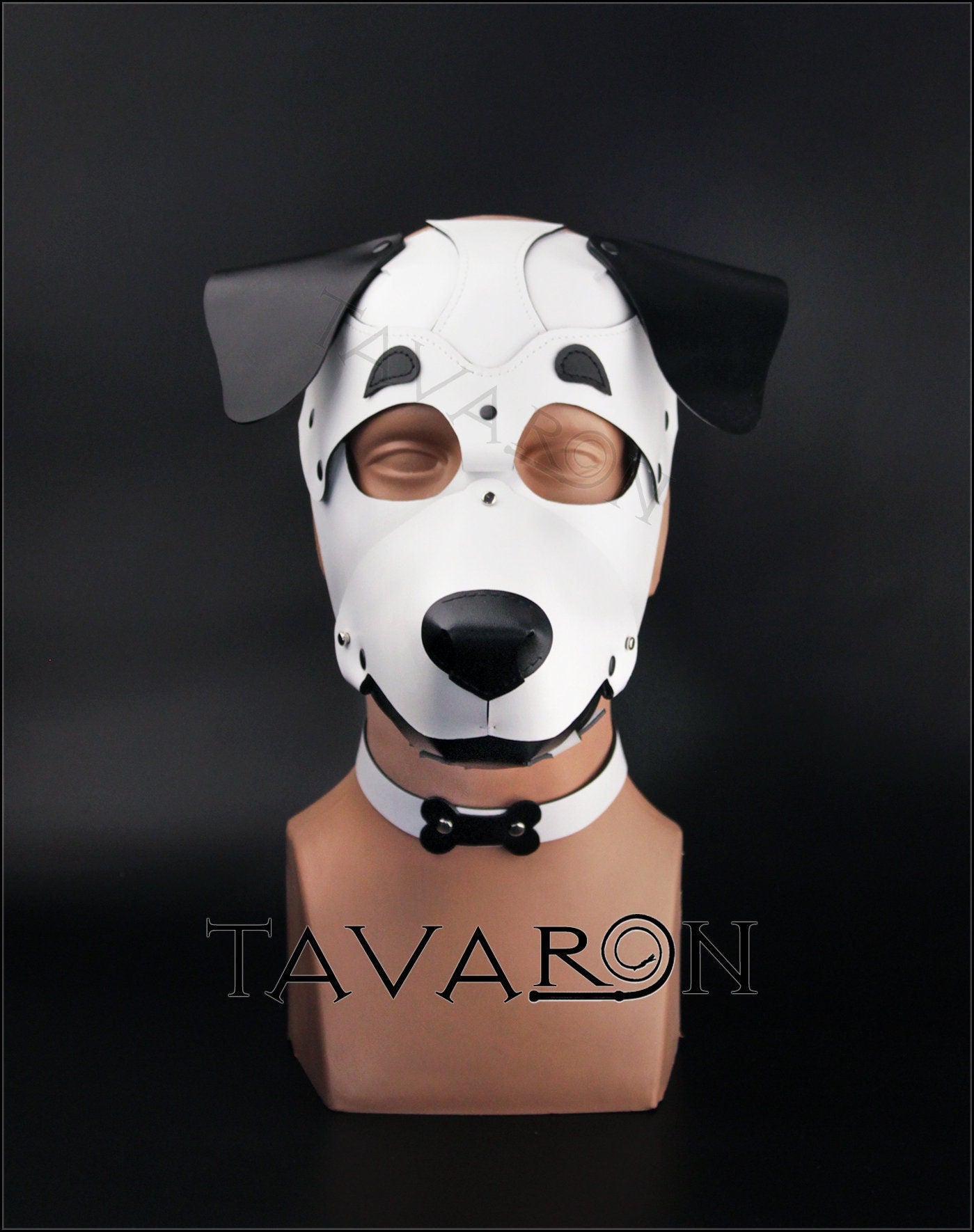 White leather dog mask